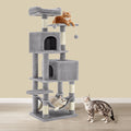 Tall Plush Cat Tree Tower 155 cm Multi Level Climbing Condo for Indoor Cats by Feandrea
