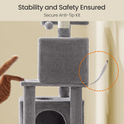 Tall Plush Cat Tree Tower 155 cm Multi Level Climbing Condo for Indoor Cats by Feandrea