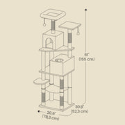 Tall Plush Cat Tree Tower 155 cm Multi Level Climbing Condo for Indoor Cats by Feandrea