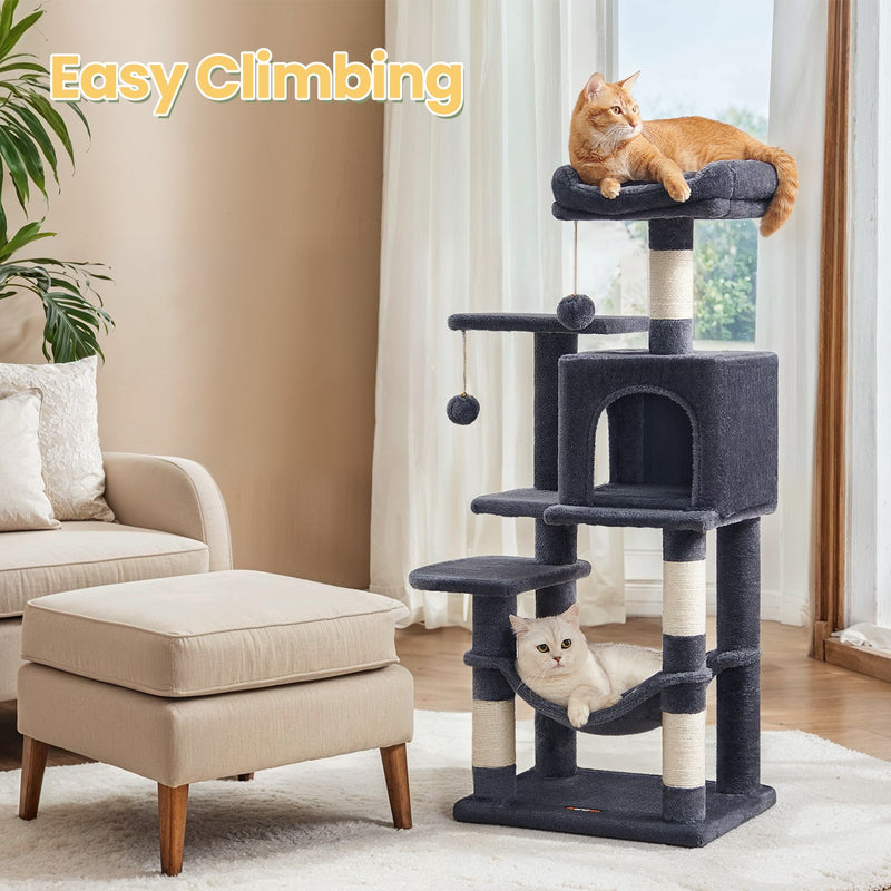 Multi Level Cat Tree Tower with Hammock and Scratching Posts for Indoor Cats by Feandrea