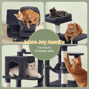 Multi Level Cat Tree Tower with Hammock and Scratching Posts for Indoor Cats by Feandrea