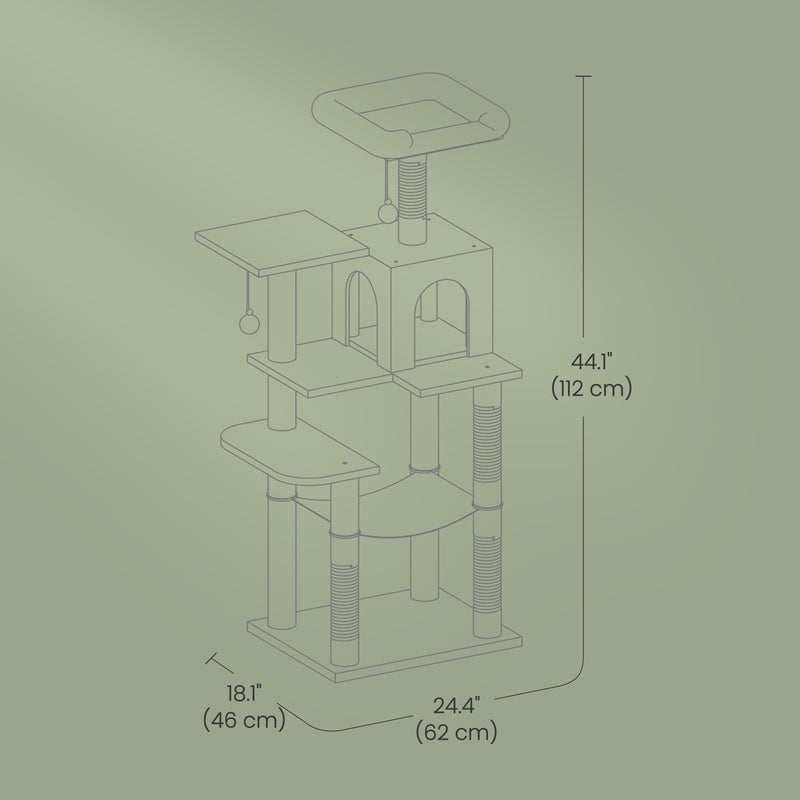 Multi Level Cat Tree Tower with Hammock and Scratching Posts for Indoor Cats by Feandrea