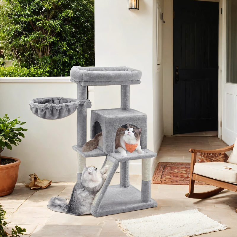 Small Cat Tree with Wide Perch for Large Cats and Kittens Indoor Play Tower by Feandrea