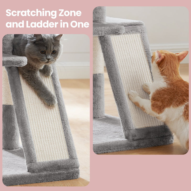 Small Cat Tree with Wide Perch for Large Cats and Kittens Indoor Play Tower by Feandrea