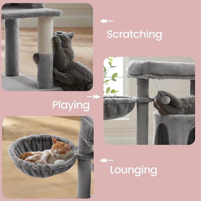 Small Cat Tree with Wide Perch for Large Cats and Kittens Indoor Play Tower by Feandrea