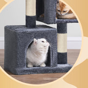 Close-up of the sisal-wrapped scratching post