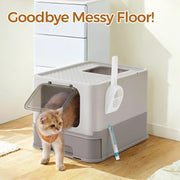 Top Entry Enclosed Cat Litter Box With Lid and Slide Out Tray for Easy Cleaning by Feandrea