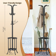 Freestanding Metal Coat Rack with 12 Hooks and Umbrella Holder for Hallway by Songmics