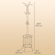 Freestanding Metal Coat Rack with 12 Hooks and Umbrella Holder for Hallway by Songmics