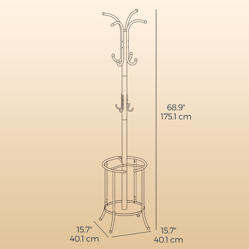 Freestanding Metal Coat Rack with 12 Hooks and Umbrella Holder for Hallway by Songmics