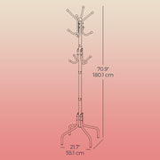 Metal Coat Stand with 12 Hooks and Stable 4 Leg Base for Hallway or Office by Songmics