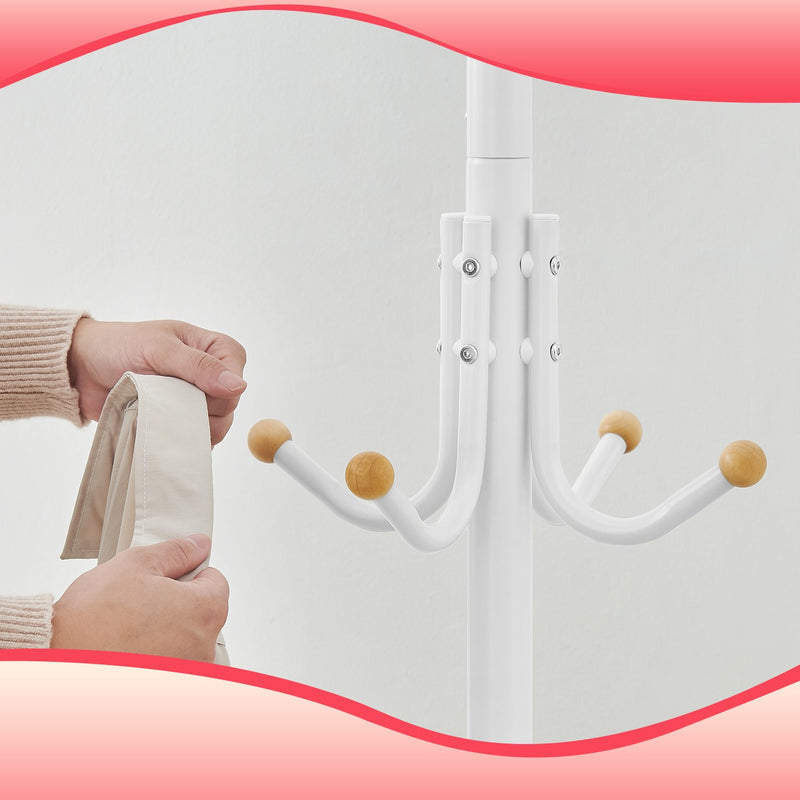 Metal Coat Stand with 12 Hooks and Stable 4 Leg Base for Hallway or Office by Songmics