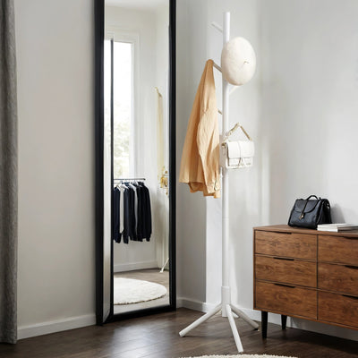 Solid Wood Standing Coat Rack with 8 Hooks and Adjustable Height by Vasagle