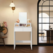 White Dressing Table with Large Mirror 2 Drawers and Storage Compartments by Vasagle