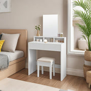 White Vanity Dressing Table with Large Mirror and Storage Drawers by Vasagle