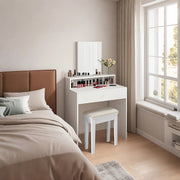 White Vanity Dressing Table with Large Mirror and Storage Drawers by Vasagle