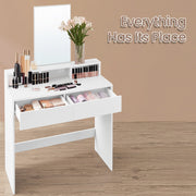White Vanity Dressing Table with Large Mirror and Storage Drawers by Vasagle