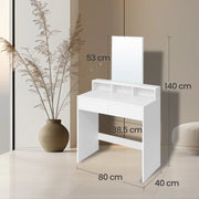 White Vanity Dressing Table with Large Mirror and Storage Drawers by Vasagle