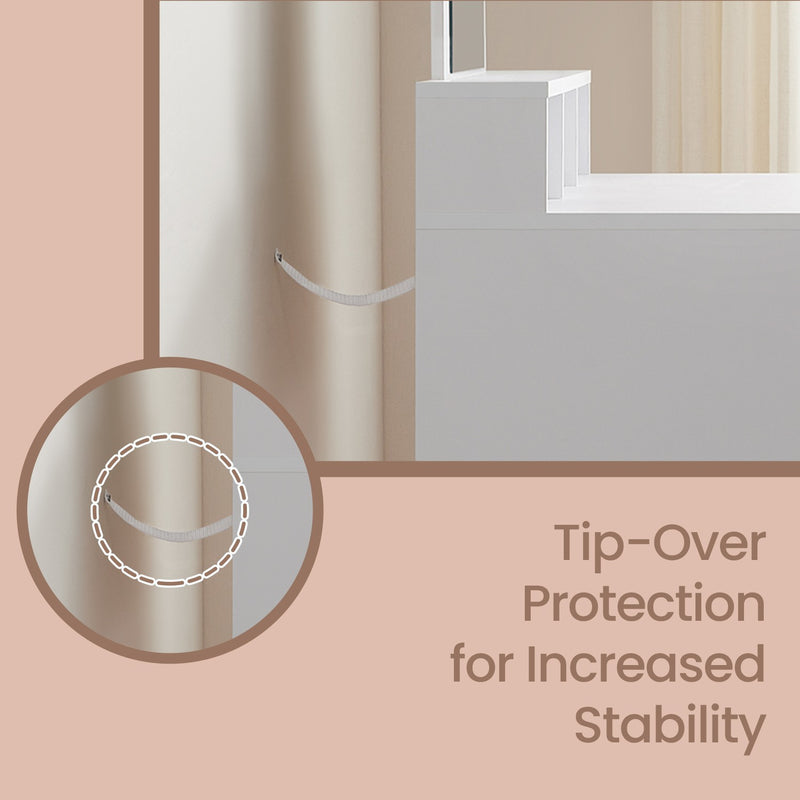 White Vanity Dressing Table with Large Mirror and Storage Drawers by Vasagle