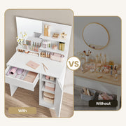 White Dressing Table with Mirror Drawer and Shelves for Bedroom Storage by Vasagle