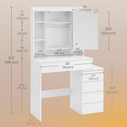 Modern White Dressing Table with LED Mirror and Storage for Bedroom by Vasagle