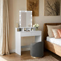 White Vanity Dressing Table with LED Mirror and Adjustable Brightness Lights by Vasagle
