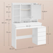 White Makeup Dressing Table with Mirror and Adjustable LED Lights 117 cm by Vasagle