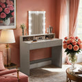 Dressing Table with LED Mirror and Adjustable Brightness for Bedroom or Makeup by Vasagle