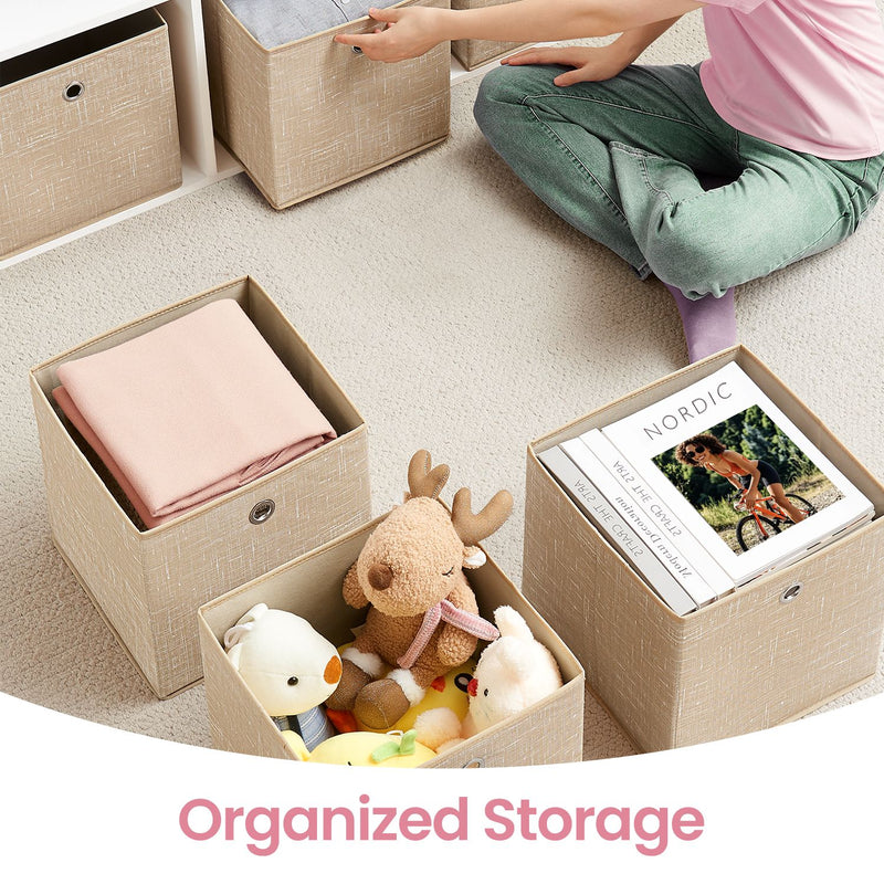 Set of 6 Foldable Fabric Storage Boxes 30 x 30 x 30 cm Space Saving Organisers by Songmics