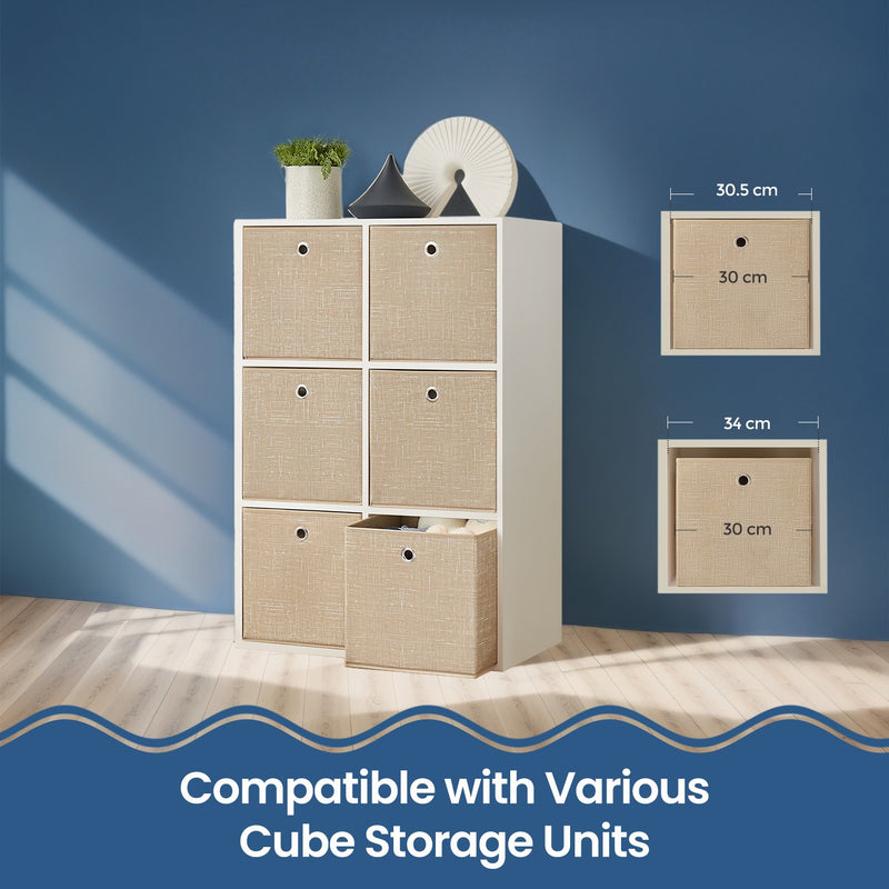 Set of 6 Foldable Fabric Storage Boxes 30 x 30 x 30 cm Space Saving Organisers by Songmics
