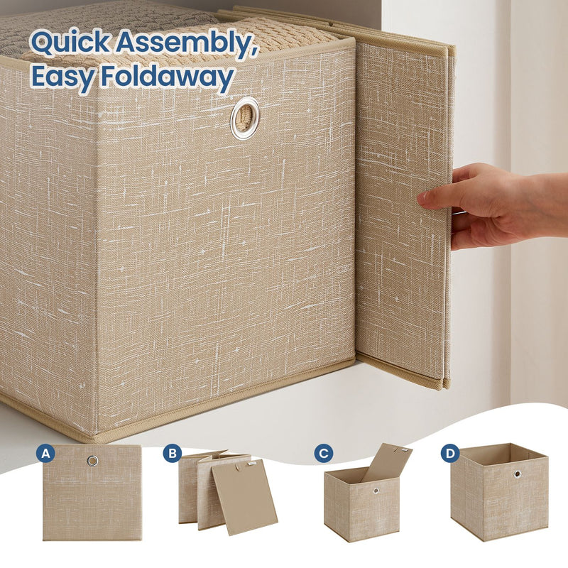 Set of 6 Foldable Fabric Storage Boxes 30 x 30 x 30 cm Space Saving Organisers by Songmics