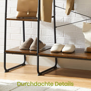 Rustic Brown Garment Rack with Shoe Shelf 5 Tiers and 6 Hooks for Bedroom by Vasagle