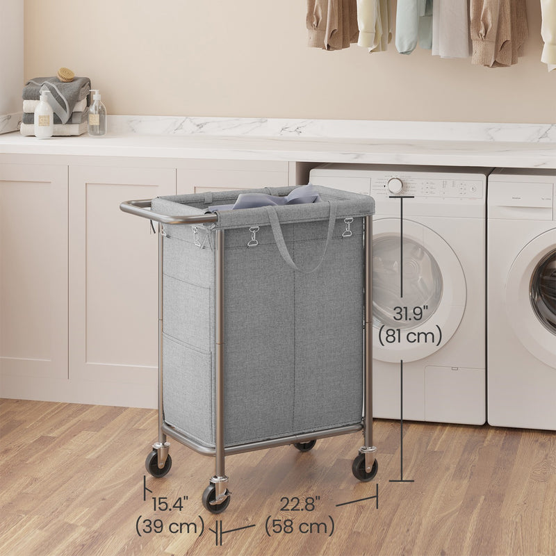 2 Section Rolling Laundry Basket with Wheels 140L Large Capacity Hamper by Songmics