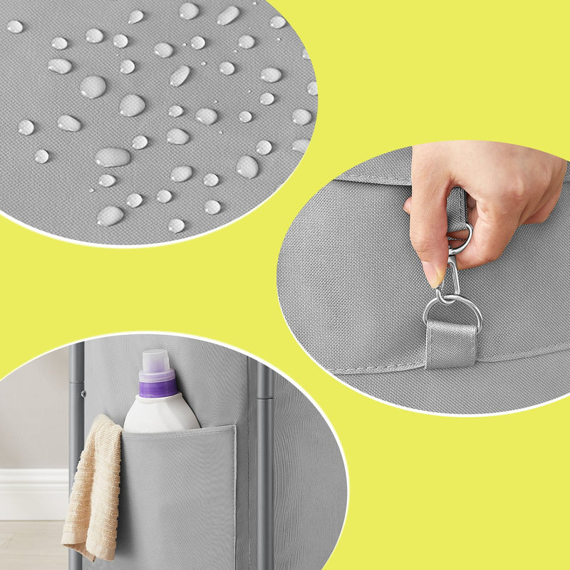 2 Section Rolling Laundry Basket with Wheels 140L Large Capacity Hamper by Songmics