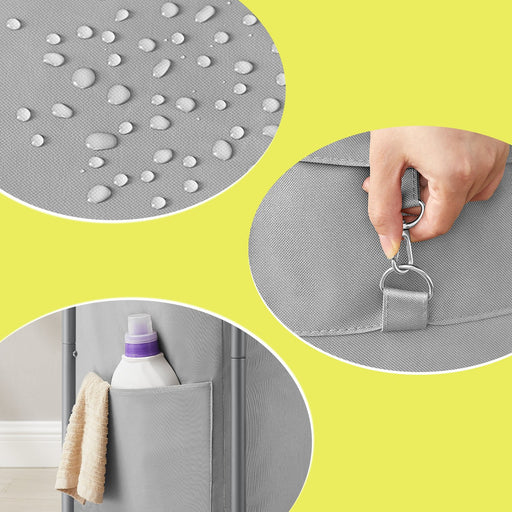 2 Section Rolling Laundry Basket with Wheels 140L Large Capacity Hamper by Songmics