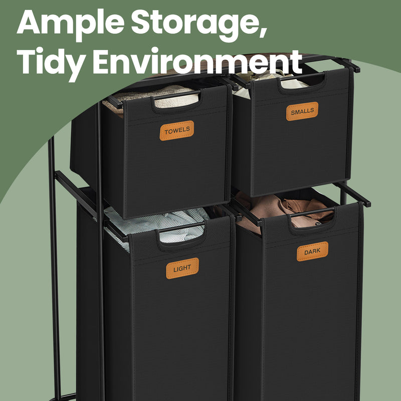 150L Rolling Laundry Hamper with Wheels and Removable Bags for Sorting Clothes by Vasagle