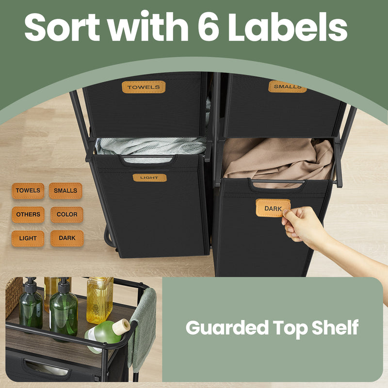 150L Rolling Laundry Hamper with Wheels and Removable Bags for Sorting Clothes by Vasagle