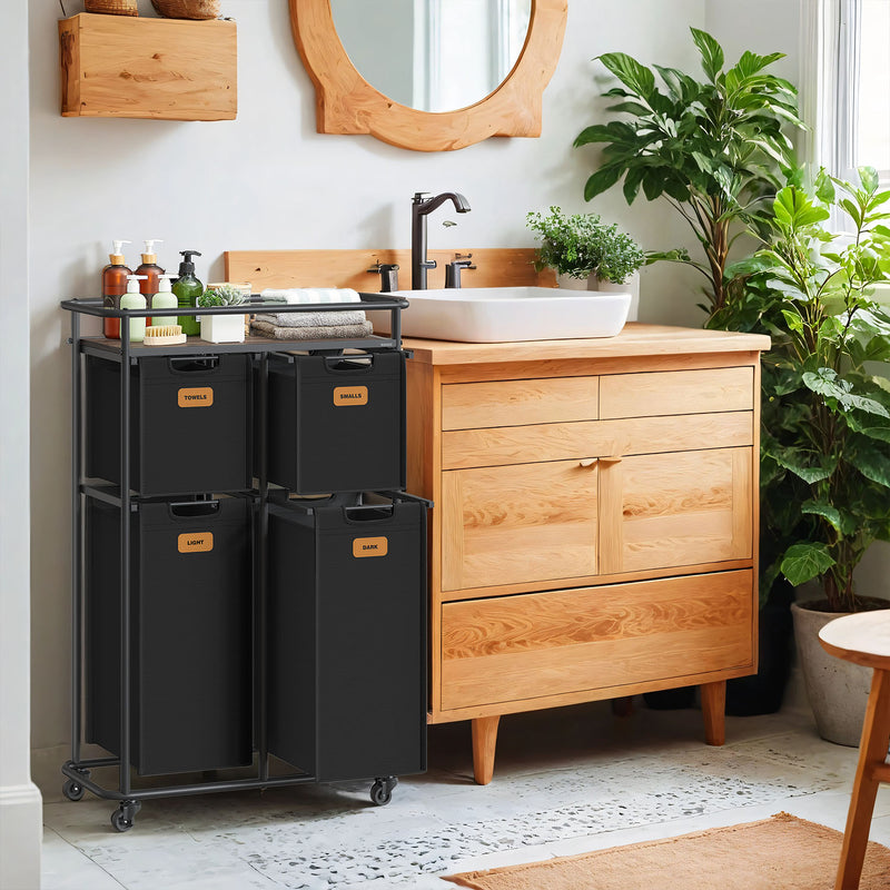 150L Rolling Laundry Hamper with Wheels and Removable Bags for Sorting Clothes by Vasagle