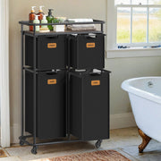 150L Rolling Laundry Hamper with Wheels and Removable Bags for Sorting Clothes by Vasagle
