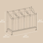 Rolling Laundry Cart with 4 Removable 45L Bags for Bedroom or Bathroom by Songmics