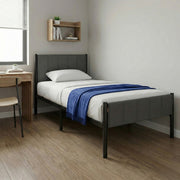 Single Metal Platform Bed Frame with Upholstered Headboard by VASAGLE VASAGLE