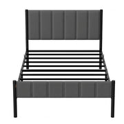 Single Metal Platform Bed Frame with Upholstered Headboard by VASAGLE VASAGLE