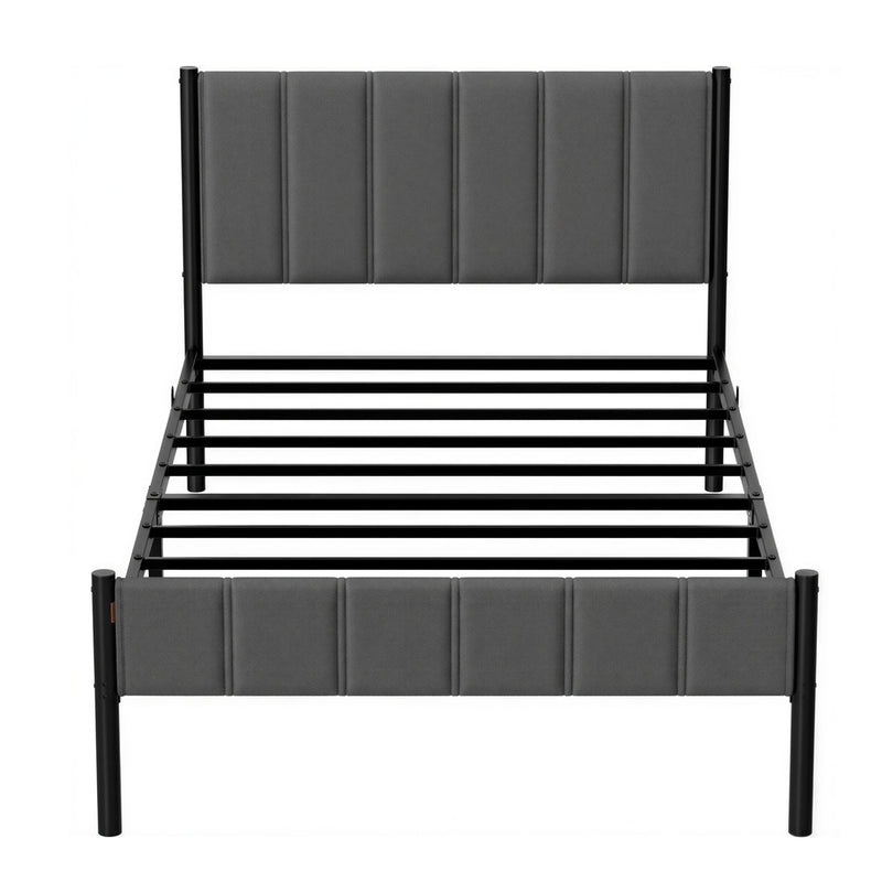 Single Metal Platform Bed Frame with Upholstered Headboard by VASAGLE VASAGLE