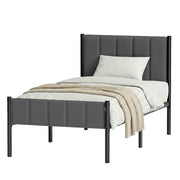 Single Metal Platform Bed Frame with Upholstered Headboard by VASAGLE VASAGLE
