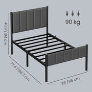 Single Metal Platform Bed Frame with Upholstered Headboard by VASAGLE VASAGLE