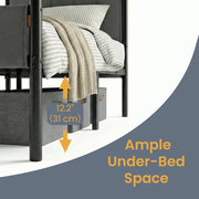 Single Metal Platform Bed Frame with Upholstered Headboard by VASAGLE VASAGLE