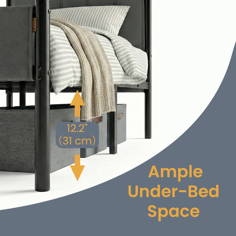 Single Metal Platform Bed Frame with Upholstered Headboard by VASAGLE VASAGLE