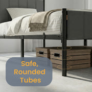 Single Metal Platform Bed Frame with Upholstered Headboard by VASAGLE VASAGLE