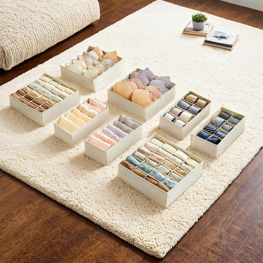 Set of 8 Beige Drawer Organisers for Underwear and Socks Ideal for Wardrobes by Songmics