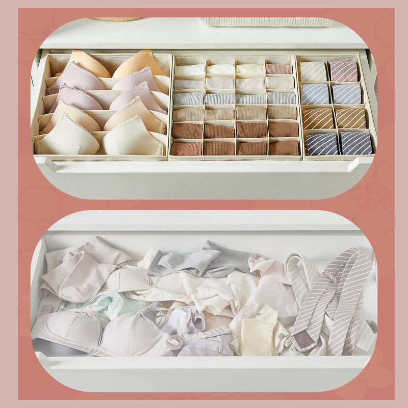 Set of 8 Beige Drawer Organisers for Underwear and Socks Ideal for Wardrobes by Songmics